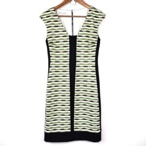 Maggy London Black/Green Knit Pattern Sheath Career Summer Dress